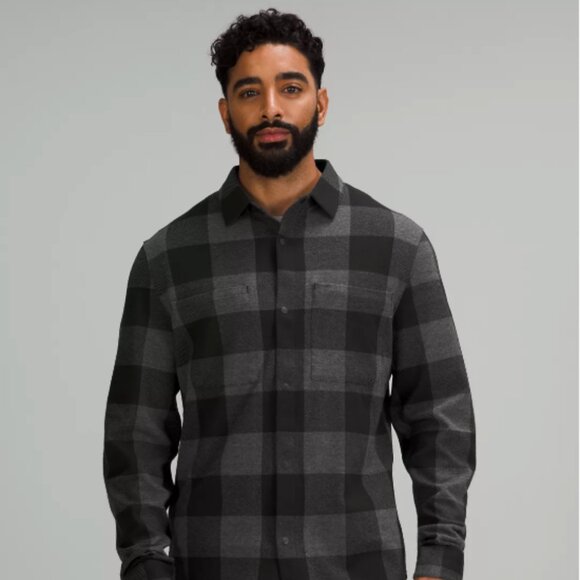 Lululemon Men’s Soft Knit Overshirt — Flannel-Knit Relaxed Fit, Medium, Black - Picture 1 of 5